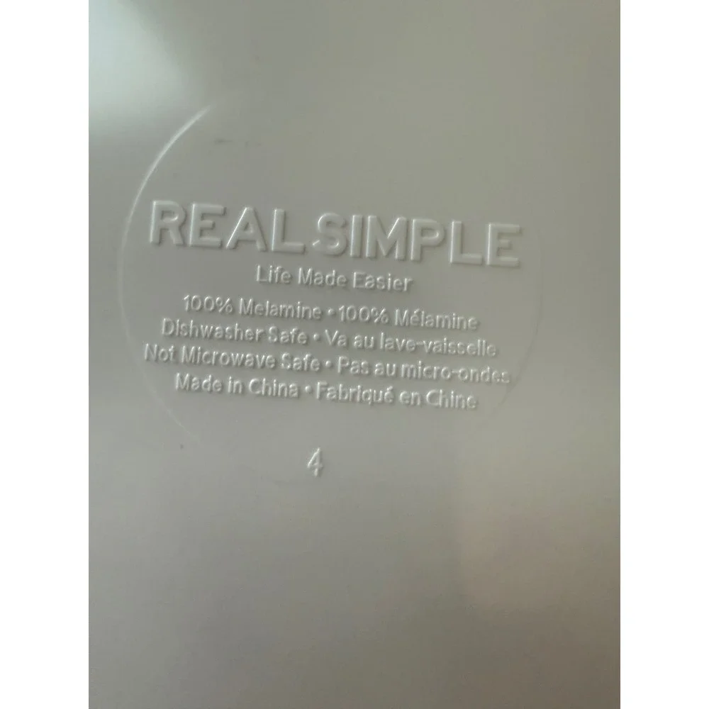 Real Simple Melamine Dinner‎ Plates Ivory Beaded Rim Textured Set 10 1/2